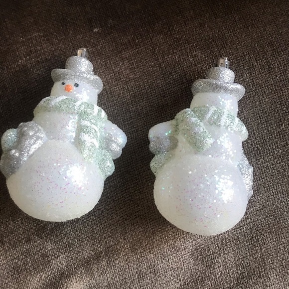 NWOT 2 Glittery Snowmen Ornaments - Picture 1 of 3